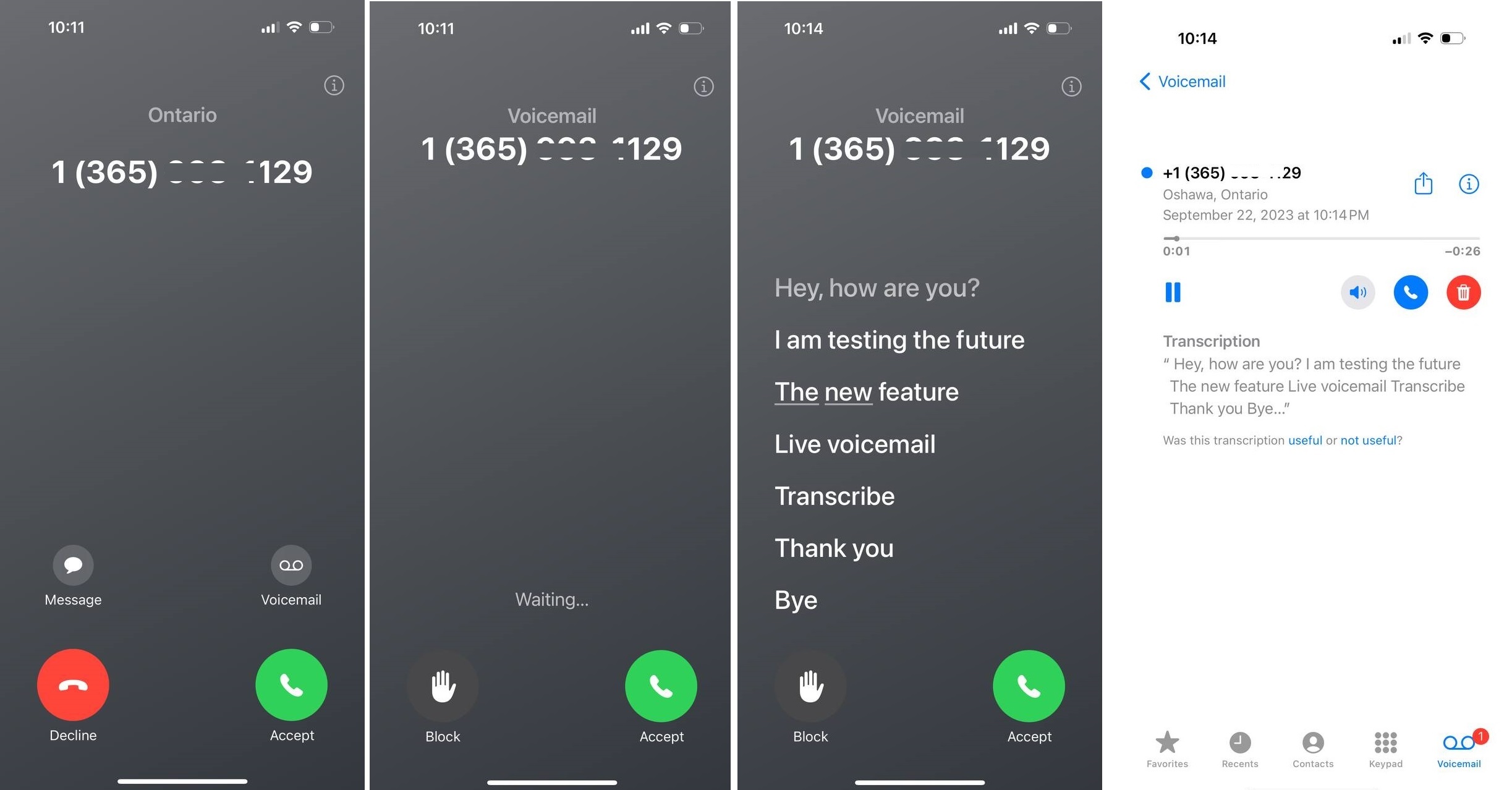 iPhone Live Voicemail Image